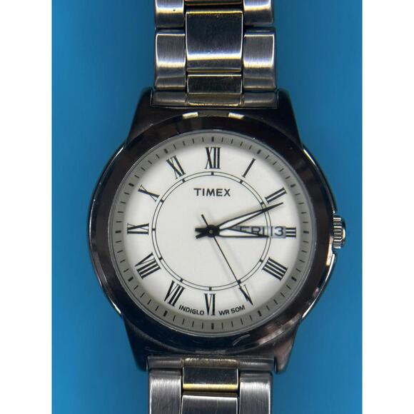 Timex Accessories - Timex Men's Indiglo 2 Tone Steel Watch Day Date Indicator Water Resistant 50M